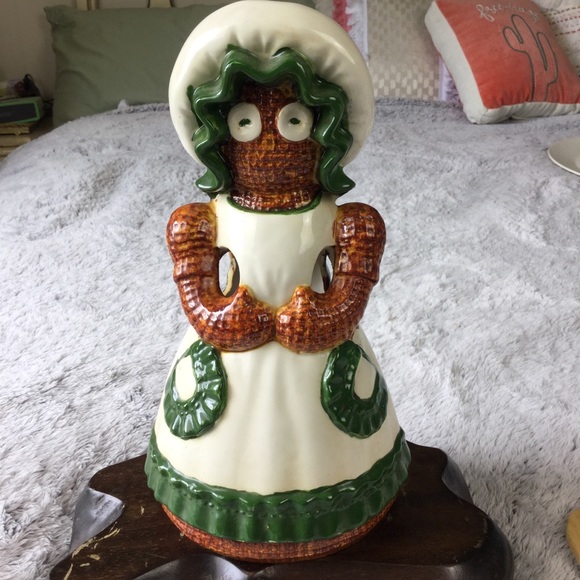 Vintage 1979 Sittre Ceramic Burlap Ragdoll Lady Utensil Holder Ragdoll - Picture 2 of 12